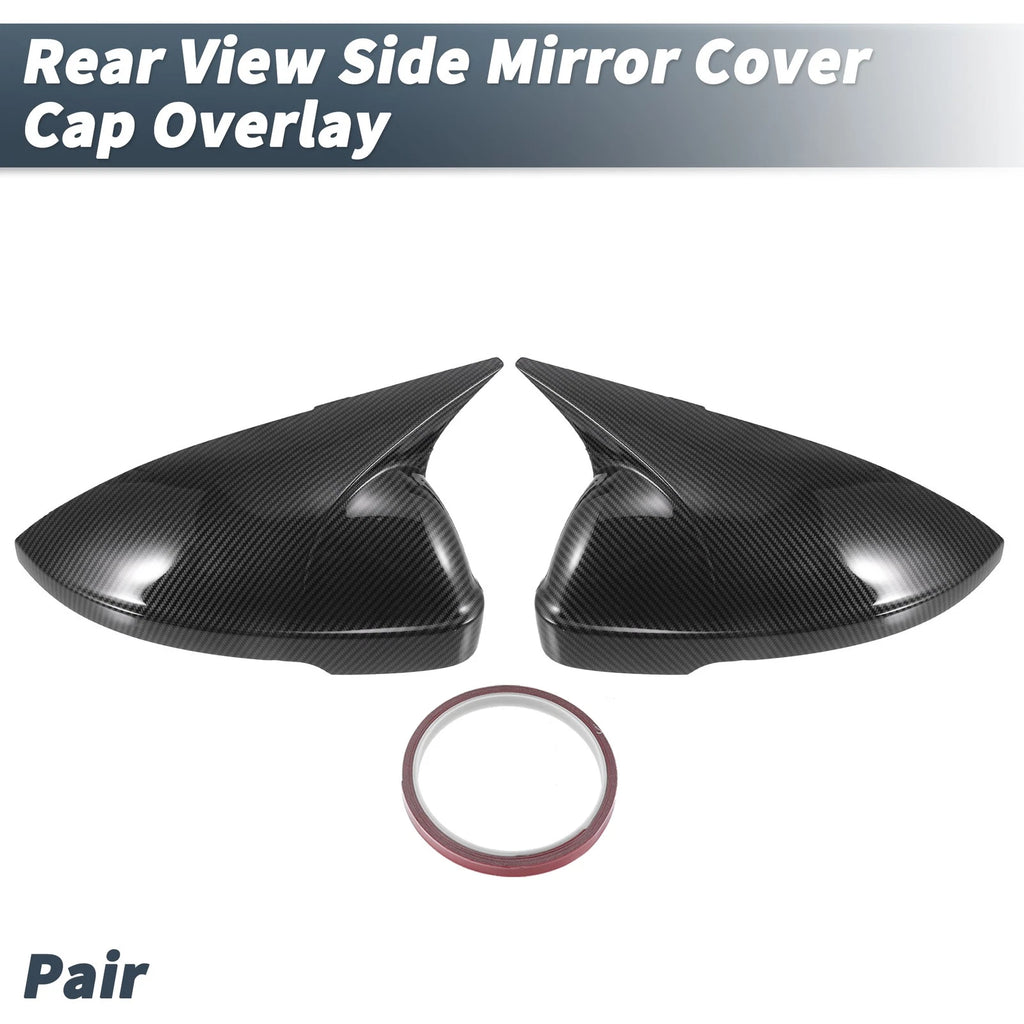 Pair Rearview Mirror Cover Overlay Black Carbon Fiber for Volkswagen Passat (2012–2019)