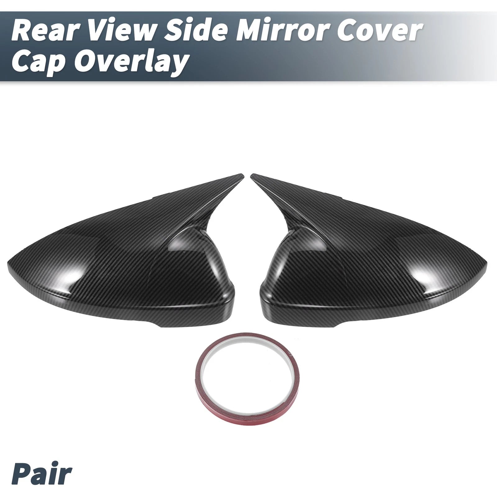 Pair Rearview Mirror Cover Overlay Black Carbon Fiber for Volkswagen Passat (2012–2019)