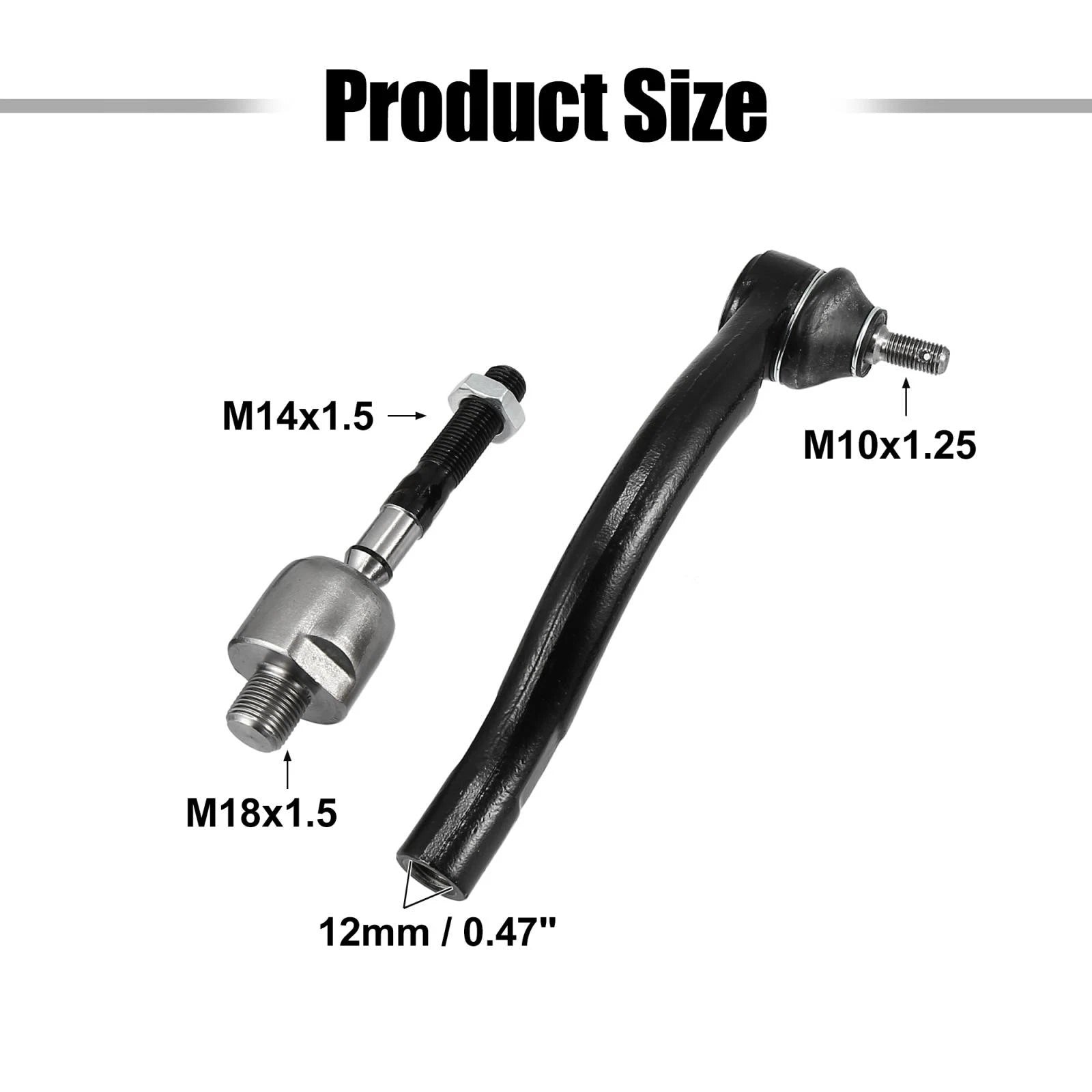 Front Inner Outer Tie Rod End Link Kit EV80210 for Honda Accord, Acura TSX (2003–2012)