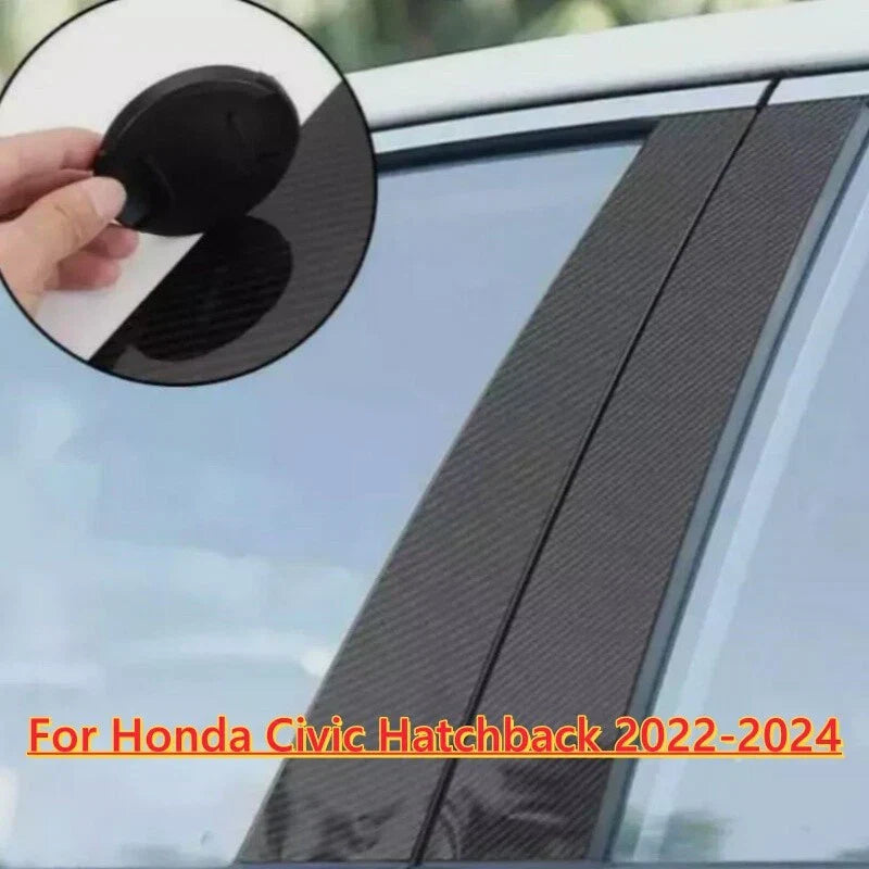 Carbon Fiber Window Pillar Posts Trim Cover for Honda Civic Hatchback (2022–2024)