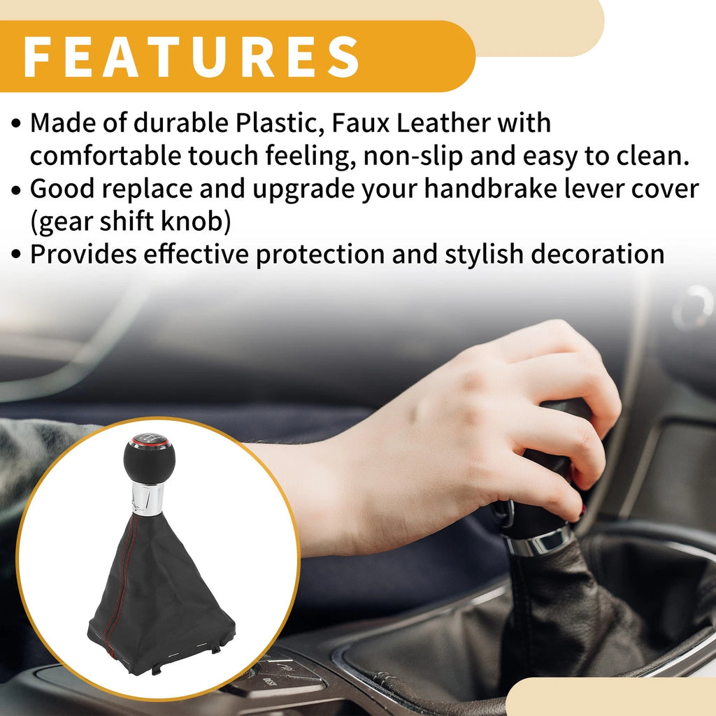 6 Speed Gear Shift Knob with Boot for Audi A3 (2008–2013) Faux Leather
