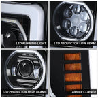 Sequential LED Light Bar Projector Headlights for Ford F250 SD (2017–2019)
