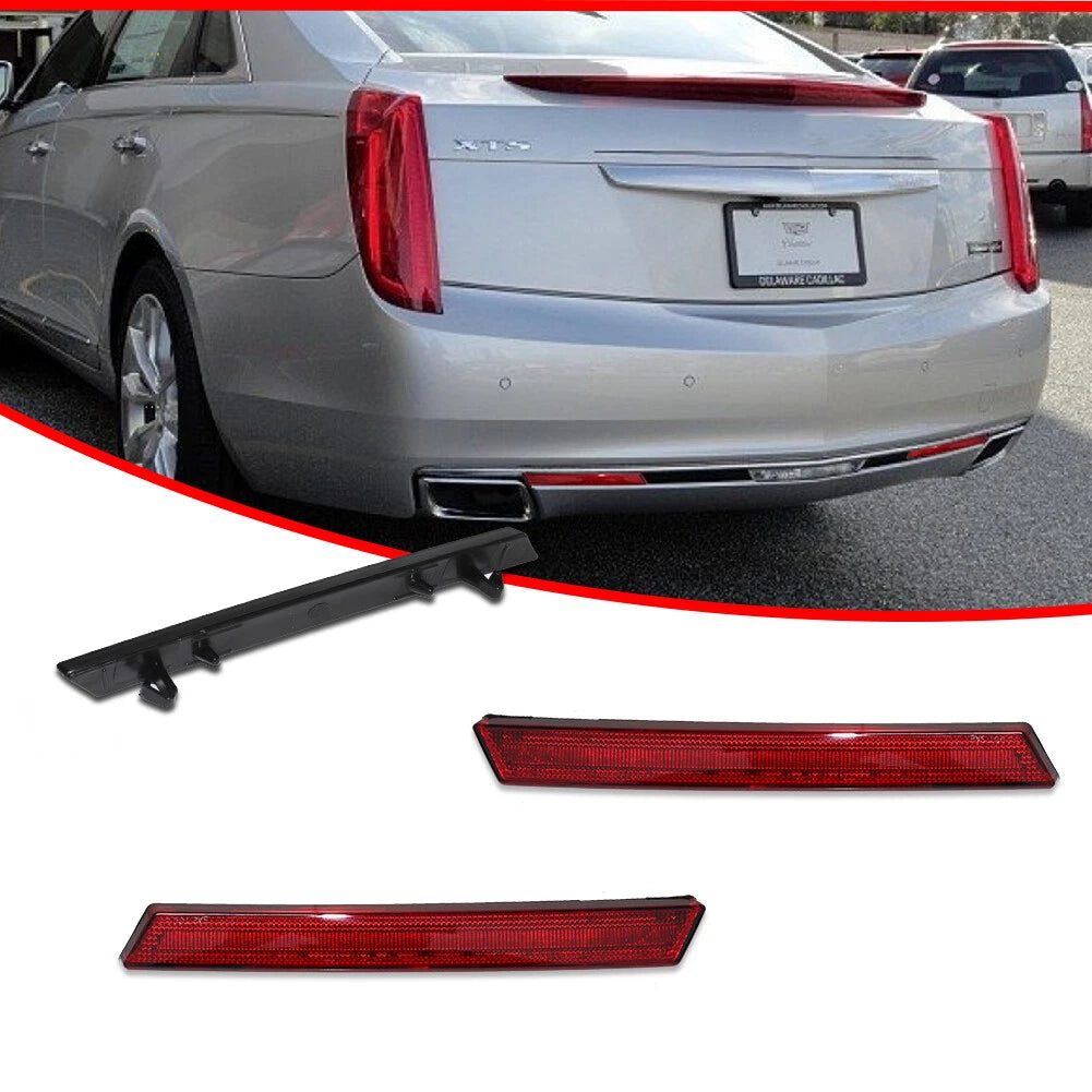 Pair of Red Lens Rear Bumper Reflector Lights for Cadillac XTS (2013–2017)