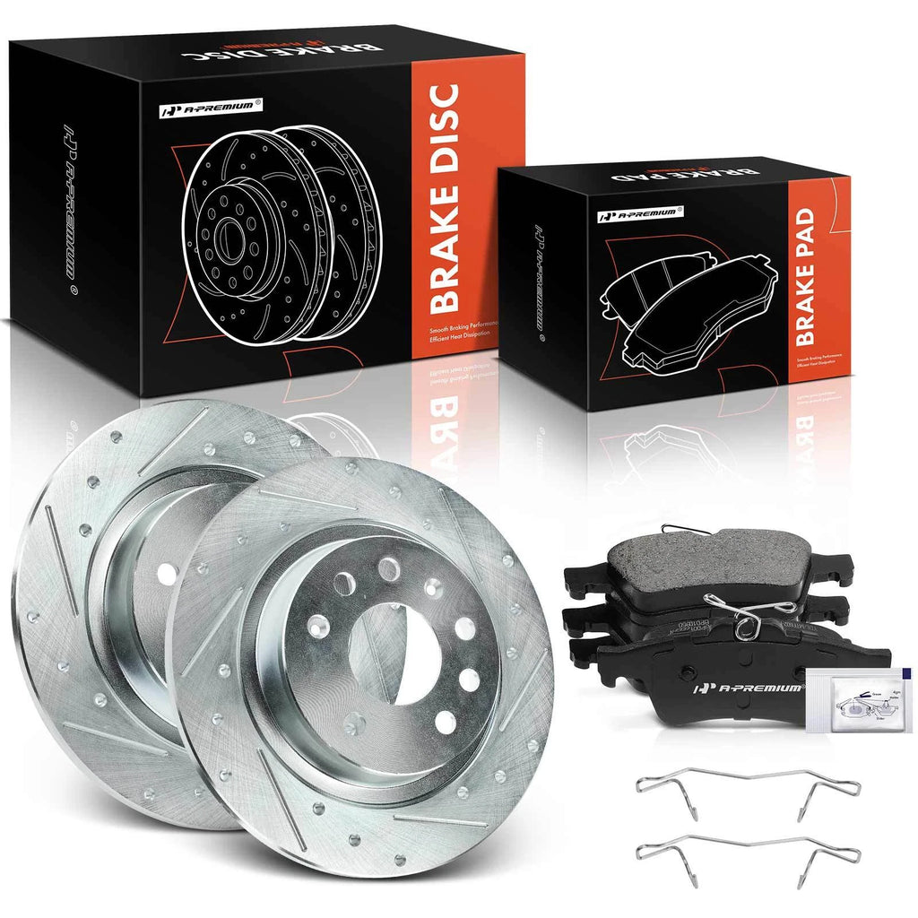 Rear Drilled Brake Rotors & Ceramic Pads for Saab 9-3 (2004–2011)