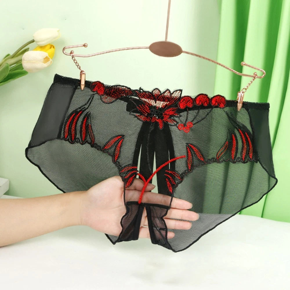 Set of 4 Floral Mesh Seamless Briefs Panties for Women