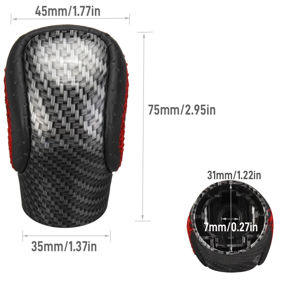 Red Stitch Carbon Look Gear Shift Knob for Lexus ES350 GS350 GX460 IS250 (2007–2021)