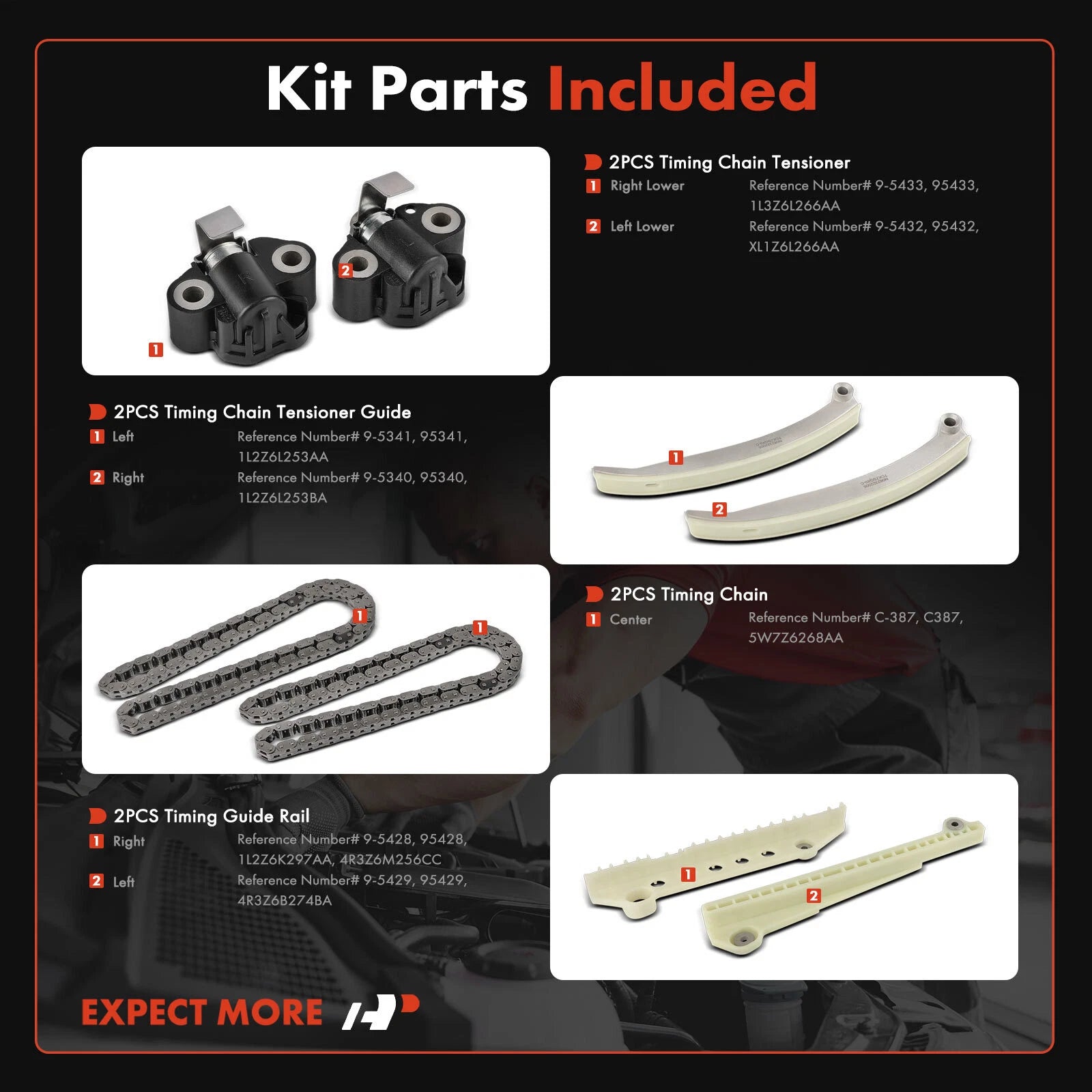 8X Timing Chain Kit for Ford F-150, Explorer, Mustang (2001–2010)