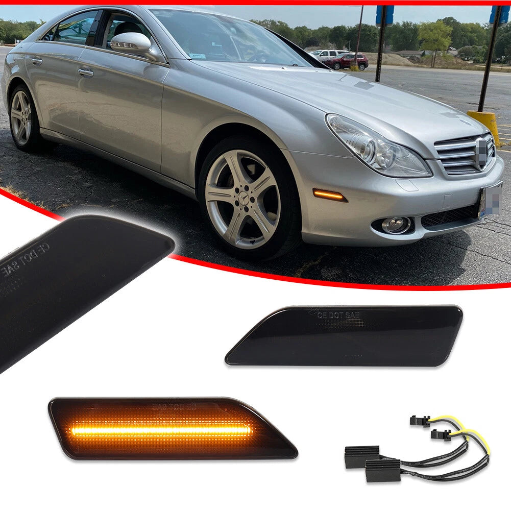 Smoke Amber LED Bumper Side Marker Lights for Mercedes Benz CLS-Class (2006–2011)
