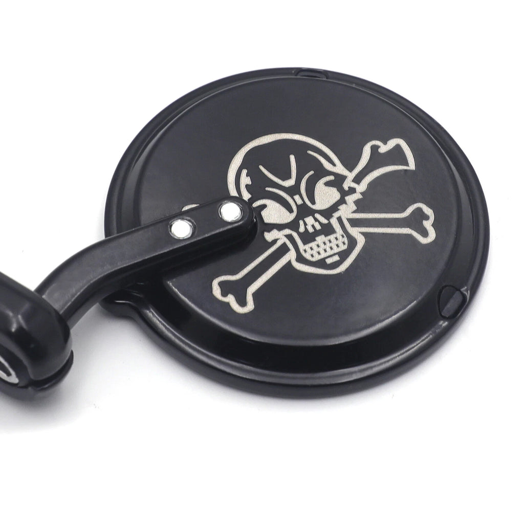 Skull Round Rearview Mirrors for Motorcycle Chopper Cafe Racer (25mm 1")