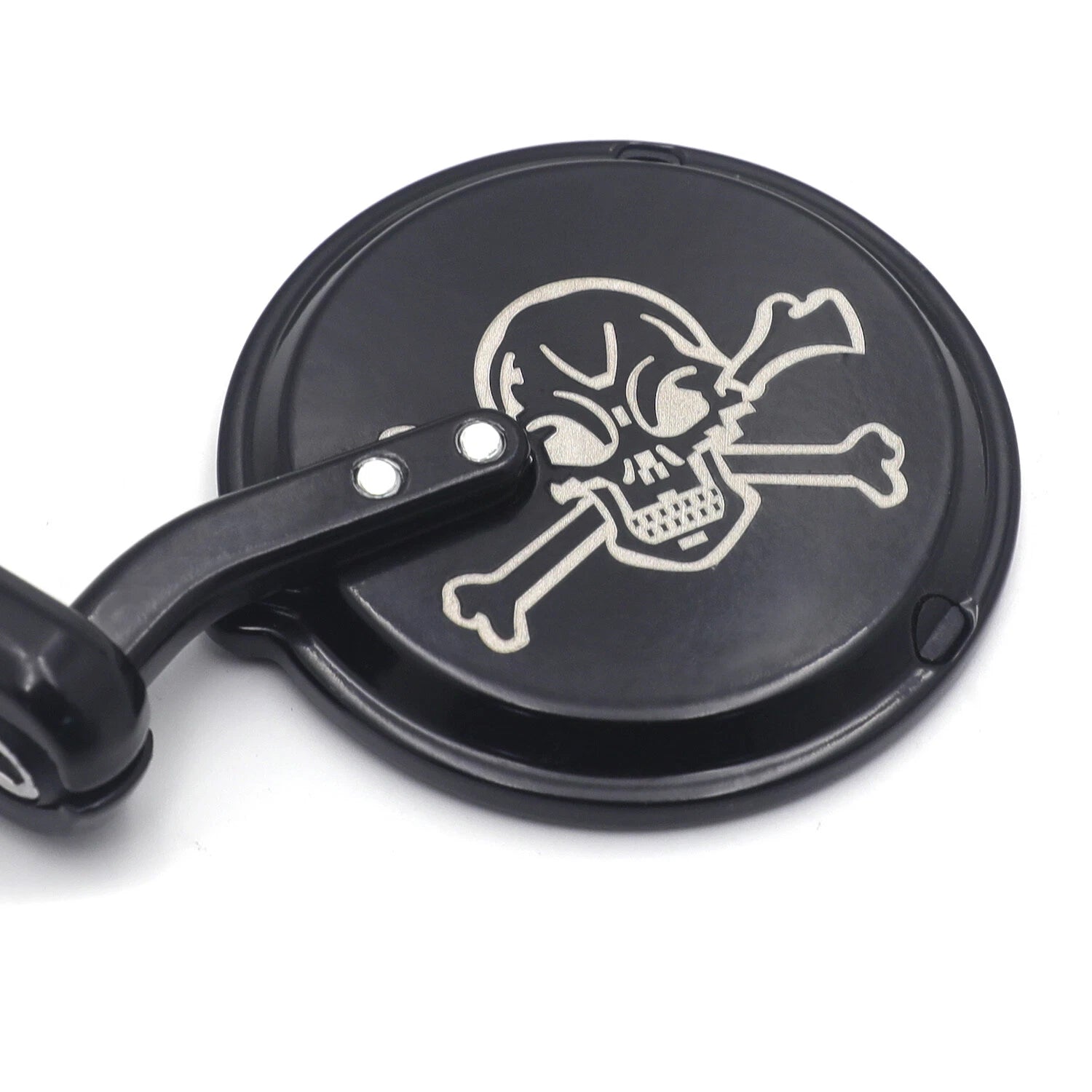 Skull Round Rearview Mirrors for Motorcycle Chopper Cafe Racer (25mm 1")
