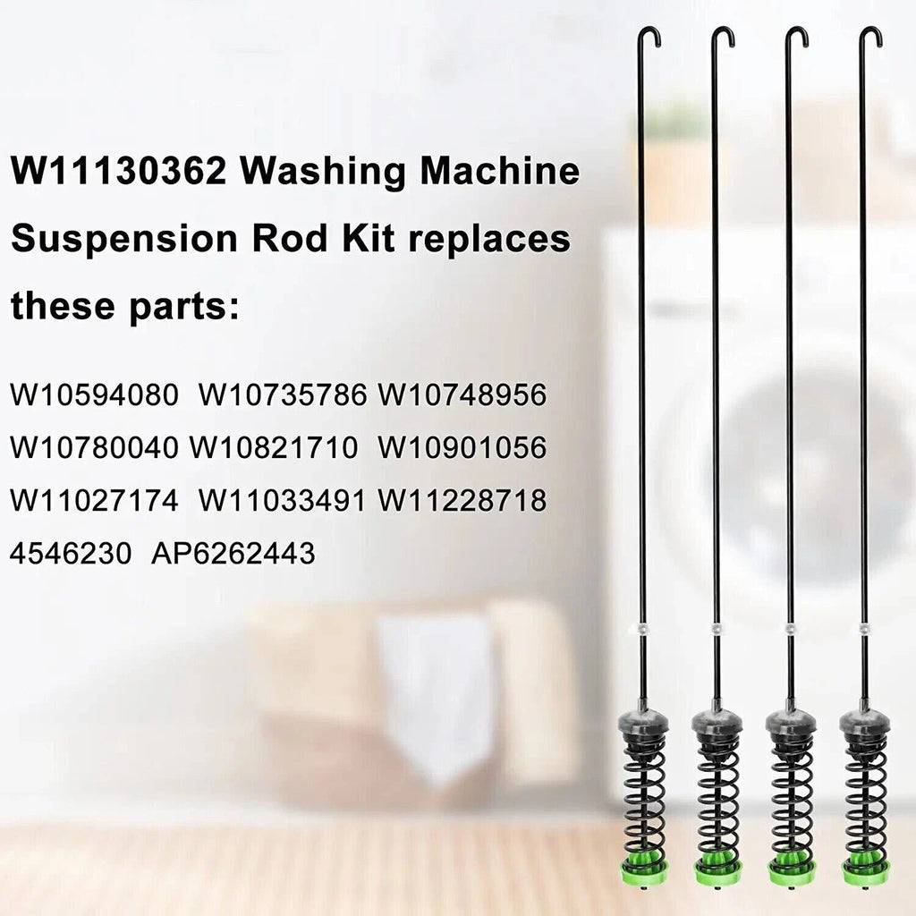 4PCS Washer Suspension Rod Kit for Whirlpool Washing Machine (W11130362, W10594080)