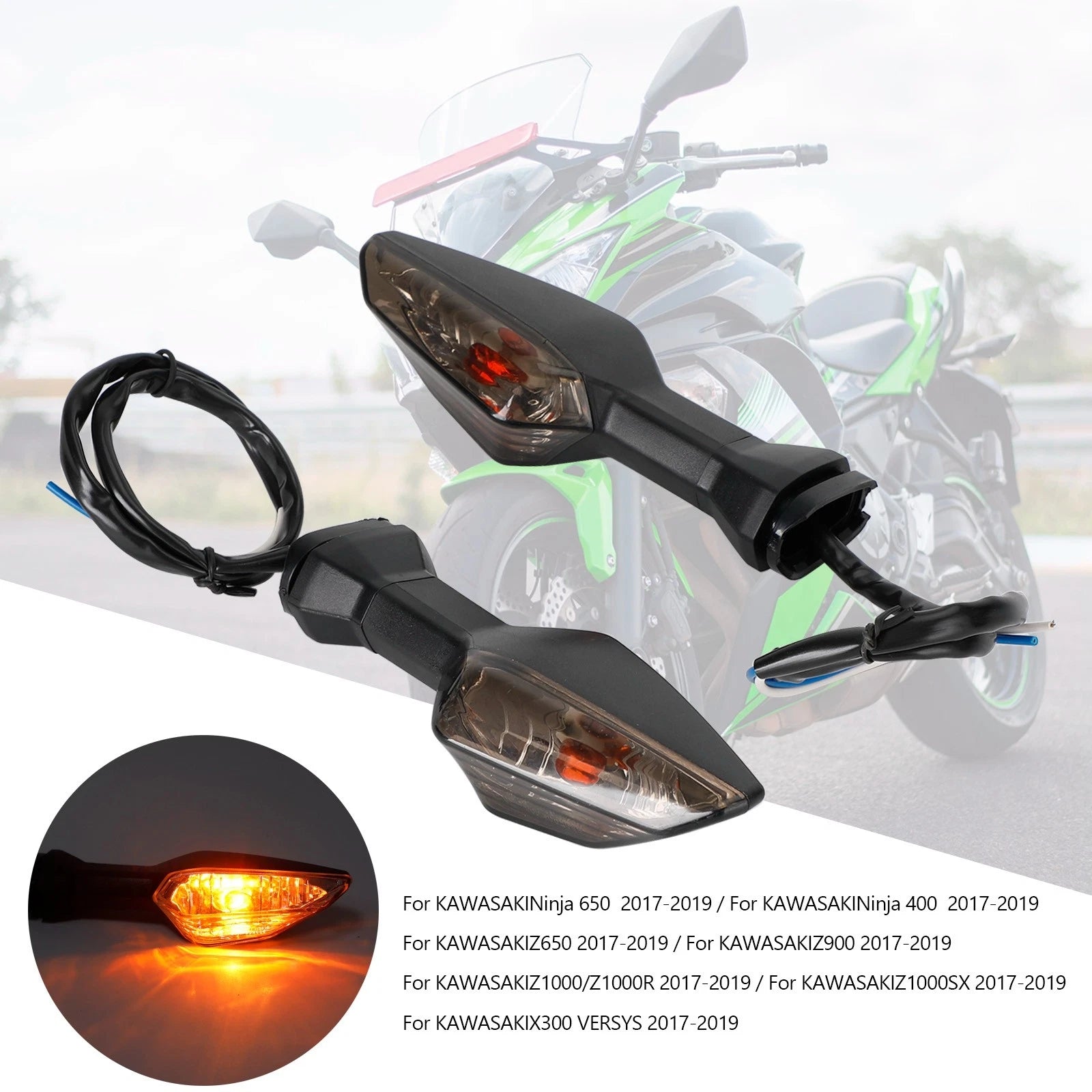Turn Signal Light Indicator Lamp for Kawasaki Ninja 400 Z650 Z900 Z1000/SX (2018–2023)
