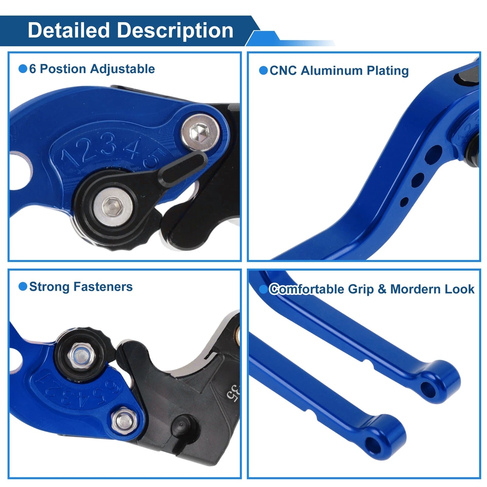 Adjustable Brake Clutch Levers for Suzuki GSXR1000 (2005–2006) Blue 1 Pair
