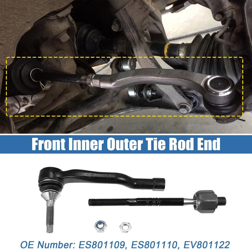 Set of 4 Front Inner Outer Tie Rod End Links ES801109 EV801122 for Ford Lincoln