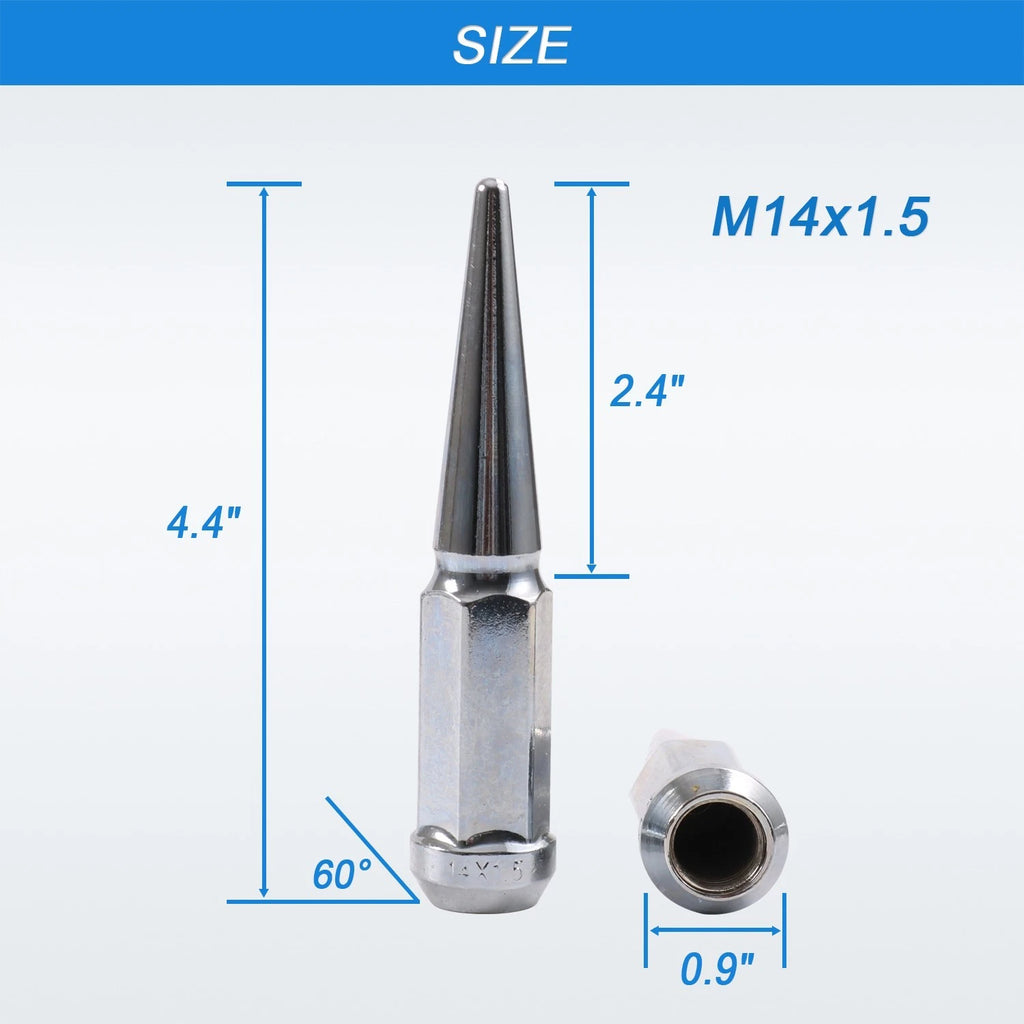 Set of 24 Chrome Spike Lug Nuts for Chevy Silverado Tahoe