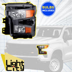 Halogen Headlight LH for Chevy Silverado 1500 (2022–2024) w/Black Trim