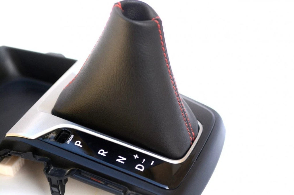 Leather Synthetic Automatic Shift Boot for Hyundai Elantra (2013–2015) Red Stitch