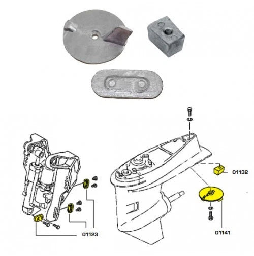 Aluminium Anode Kit for Yamaha 40HP-60HP (4T)