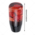Clear Red Real Flowers Manual Gear Shift Knob for Universal Vehicles (10CM)