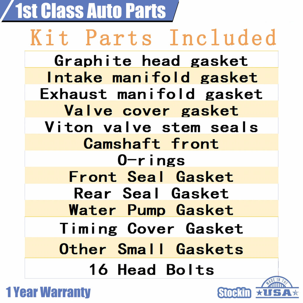 Engine Head Gasket Set with 16 Bolts for Toyota 3.0L V6 (1988–1995)