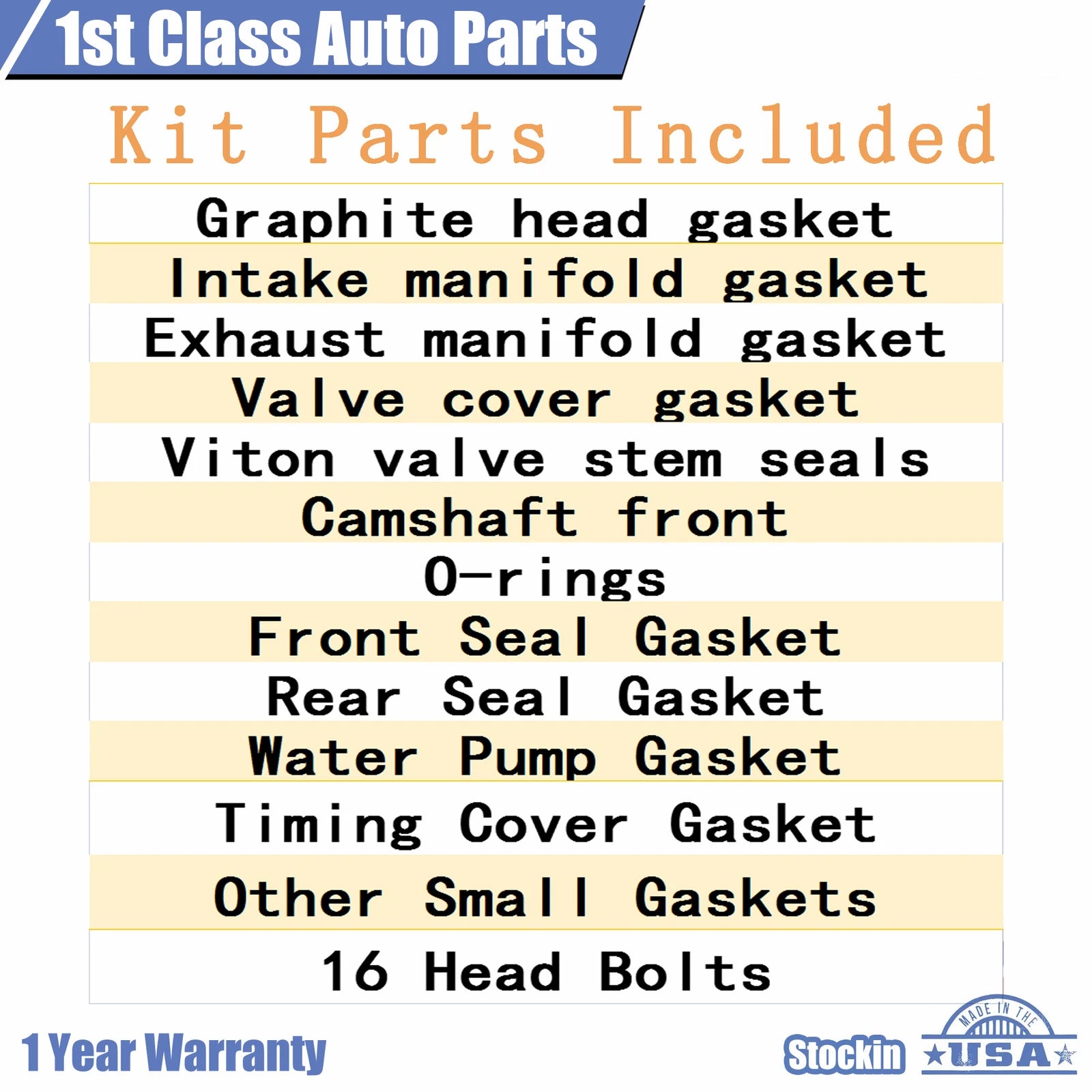 Engine Head Gasket Set with 16 Bolts for Toyota 3.0L V6 (1988–1995)