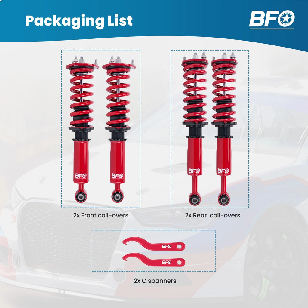 BFO Adjustable Coilovers for Lexus IS300 (2000–2005) - Adjustable Height