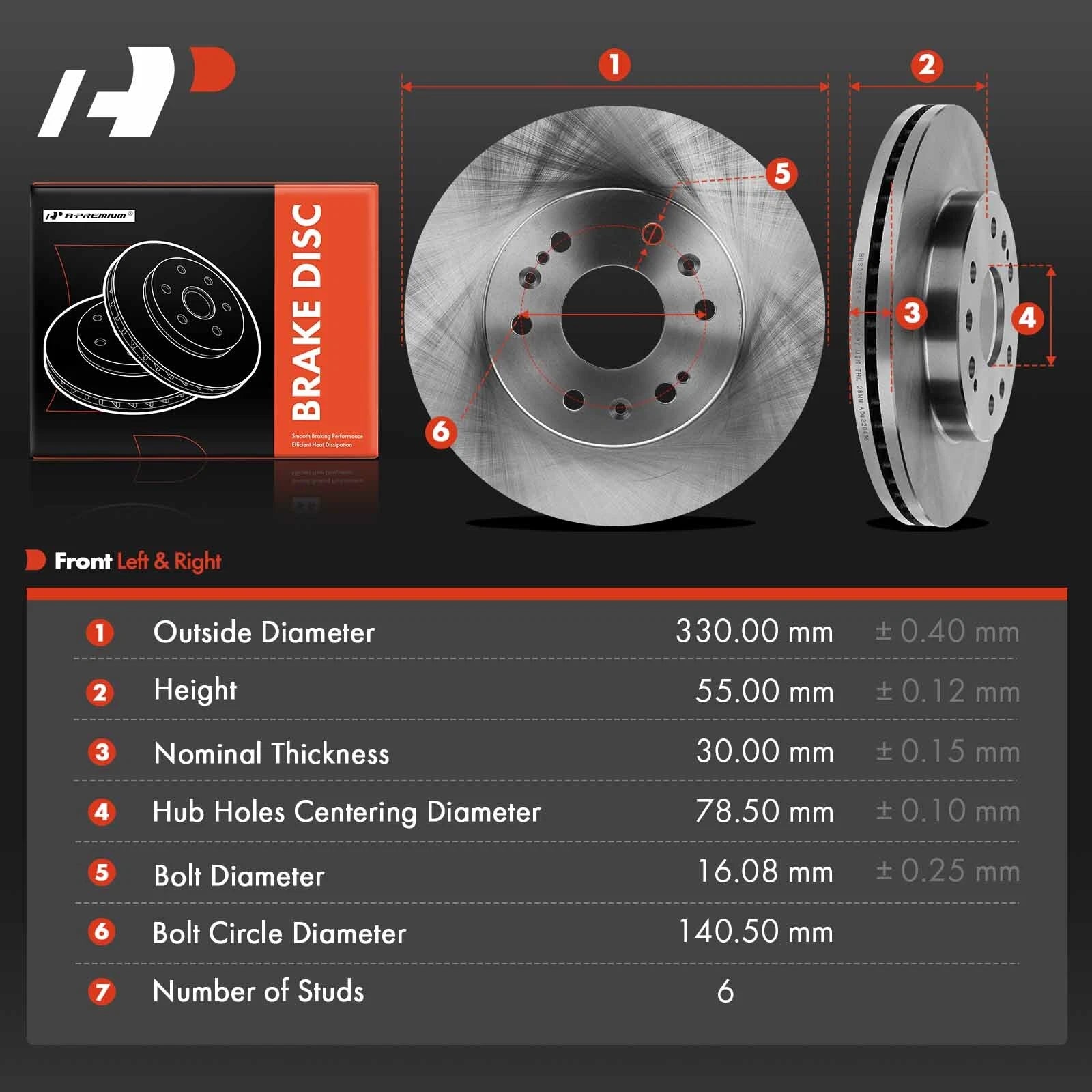 Front Disc Brake Rotors for Chevy Silverado 1500, GMC Sierra 1500 (2005–2019)