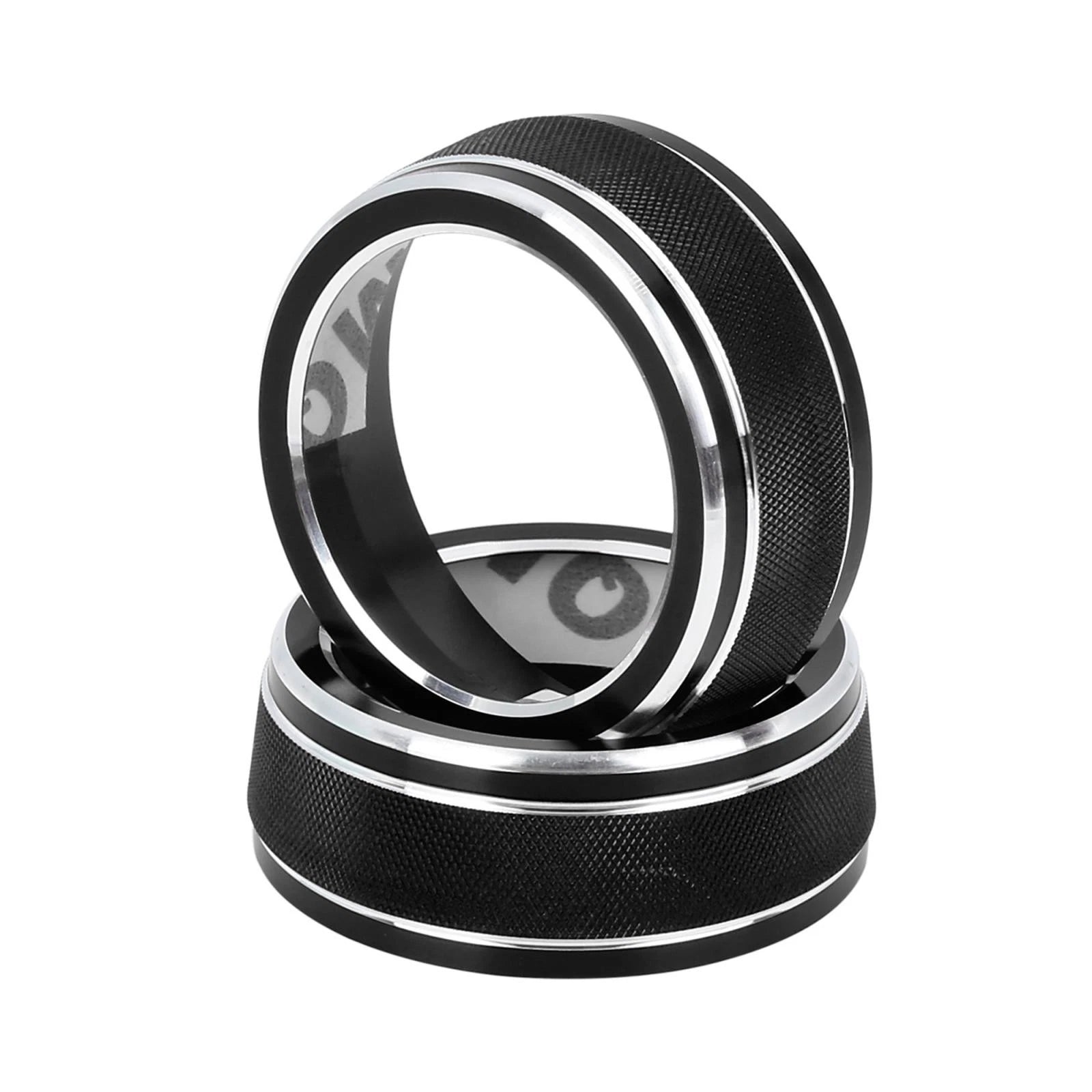 2X Black AC Climate Control Ring Knob Trim Cover for Toyota RAV4 (2019–2020)