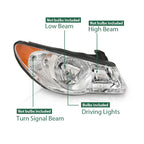 Clear Chrome Headlight Assembly for Hyundai Elantra (2007–2010)