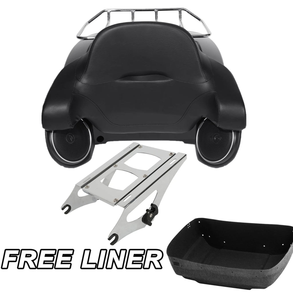 Trunk Backrest Pad Speakers Mount Rack for Harley Road Glide (2014–2026)