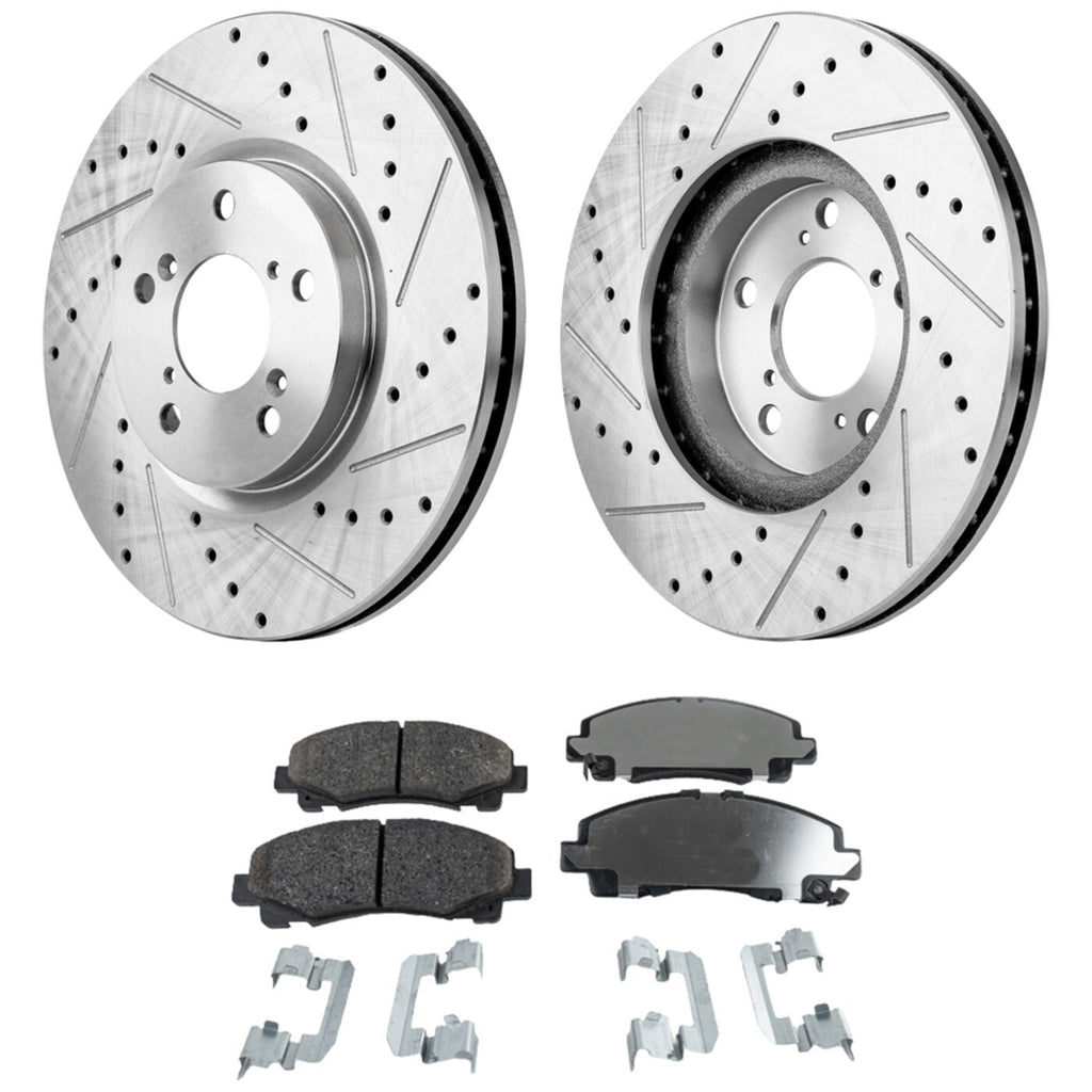 Brake Disc and Pad Kit for Honda Ridgeline (2006–2011) Cross-drilled