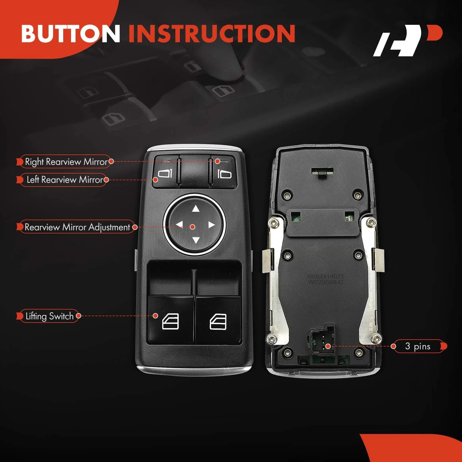 Power Window Switch for Mercedes-Benz C250 C63 AMG SL450 (2012–2015)