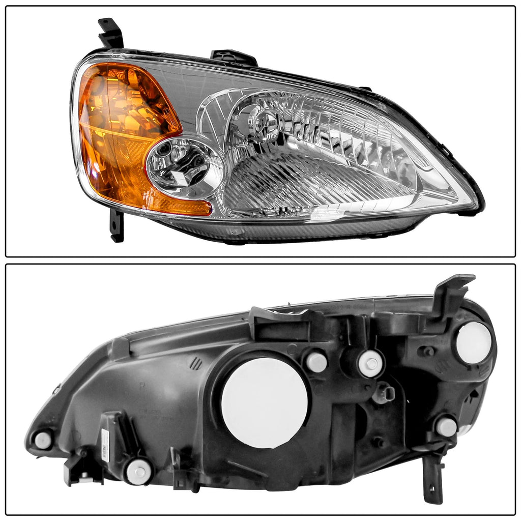 Headlights for Honda Civic 4-Door (2001–2003) Chrome Housing