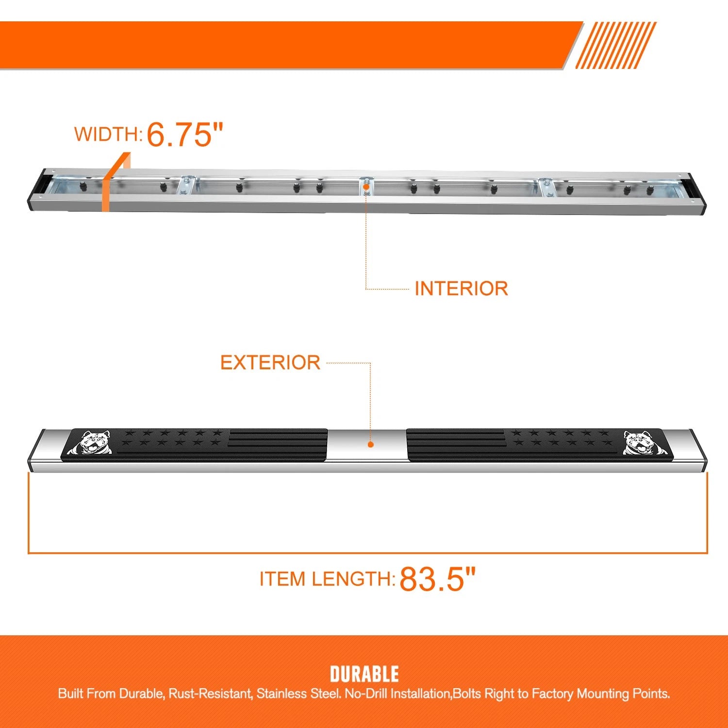 Custom Step Bar Running Board for Dodge Ram Crew Cab (2009–2023)