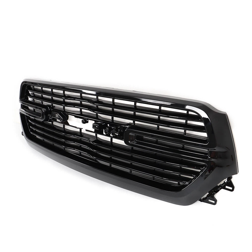 Front Upper Grille Replacement Set for Dodge Ram 1500 (2019–2023) Gloss Black
