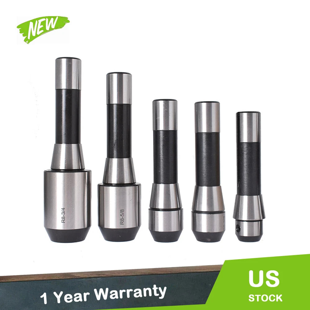 Set of 5 R8 End Mill Holders for R8 Spindle Milling Machines