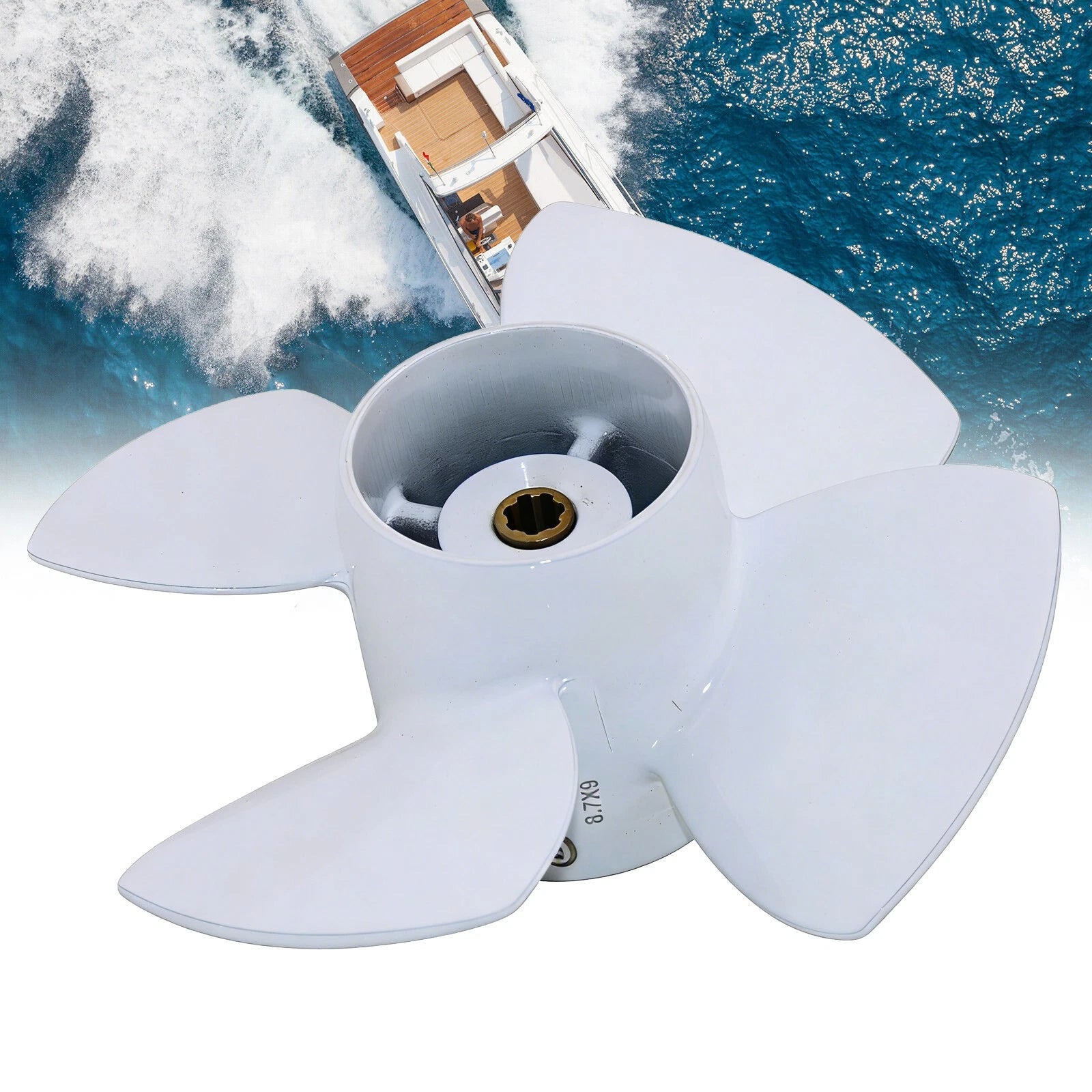 4-Blade Propeller for Yamaha Outboard 6/8/9.9 HP (8MSHS) 8.7 x 5 High Thrust