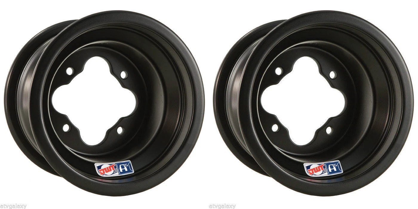DWT Black A5 Rolled Lip ATV Rear Wheels Rims 9" 9x8 4/110 for TRX 450 LTR KFX (2004–2023)