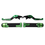 Set of 2 Green Brake Clutch Lever Handlebar Grips for Kawasaki ZX6/9/636R