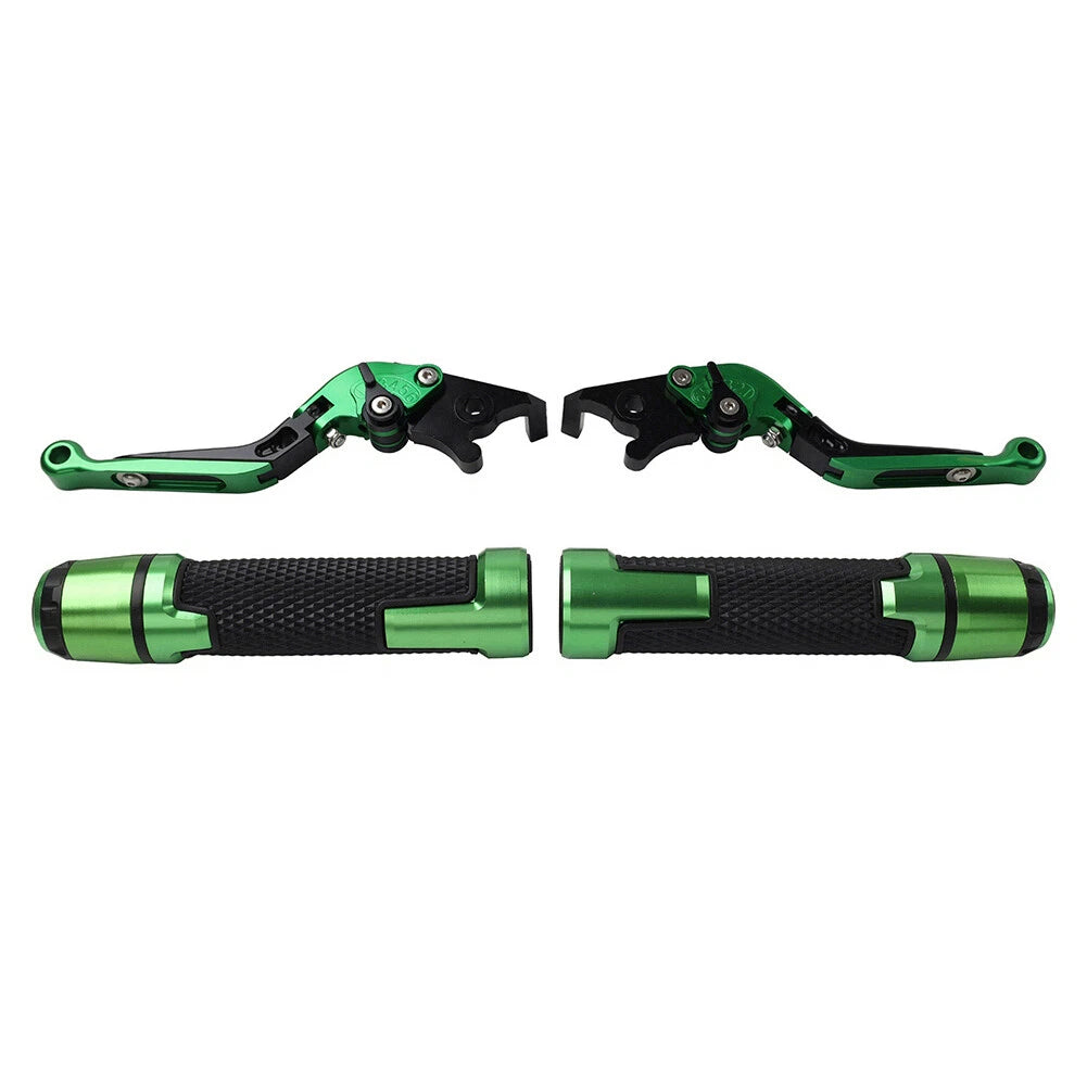 Set of 2 Green Brake Clutch Lever Handlebar Grips for Kawasaki ZX6/9/636R
