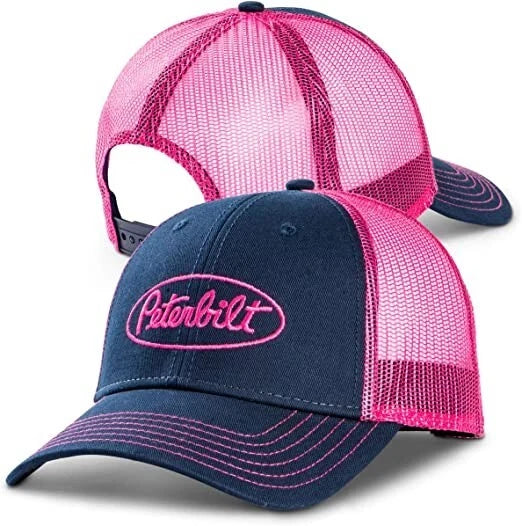Navy Blue & Pink Trucker Cap for Peterbilt Motors (Fits Most Models)