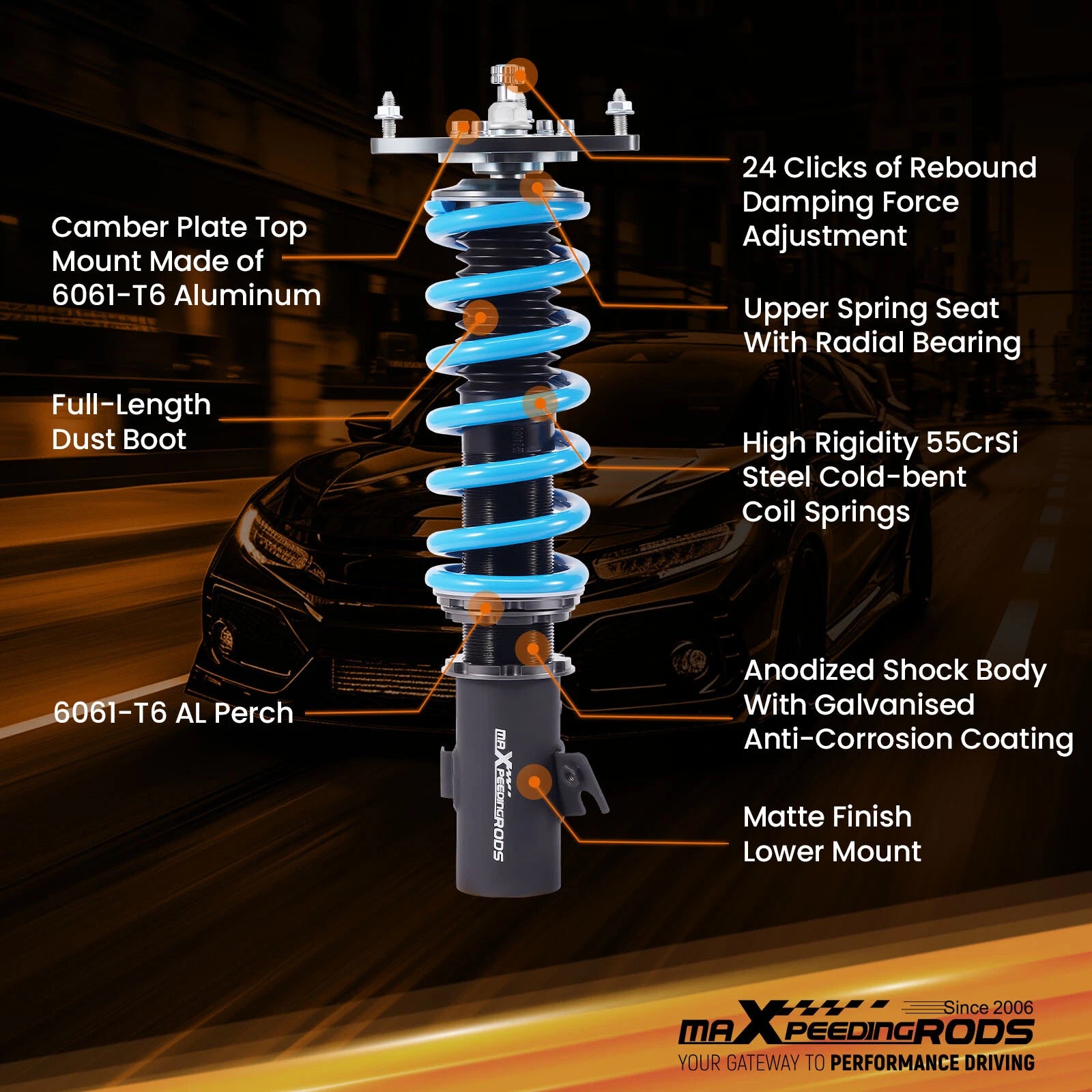 Coilover Suspension Lowering Kit for Subaru Impreza WRX STI (2008–2014)