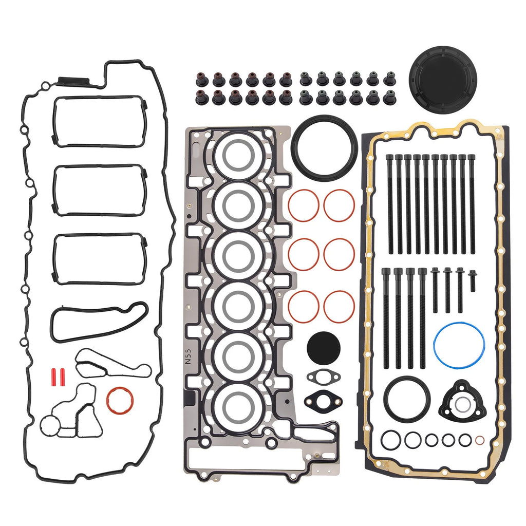 N55 Engine Overhaul Gaskets Kit & Head Bolts for BMW 335i X3 X5 X6 (2007–2016)