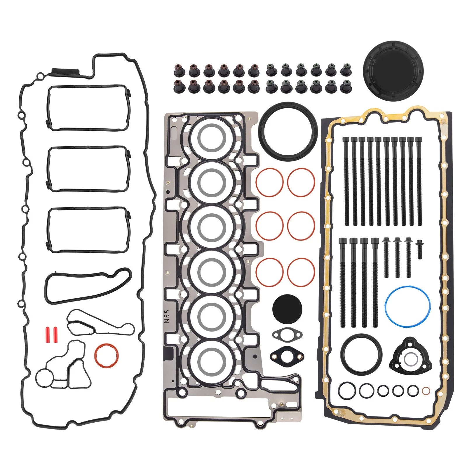 N55 Engine Overhaul Gaskets Kit & Head Bolts for BMW 335i X3 X5 X6 (2007–2016)