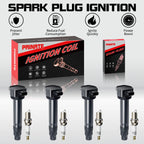 Set of 4 Ignition Coils + Spark Plugs for Dodge Jeep Compass (C1587, 4606824AB, UF557)