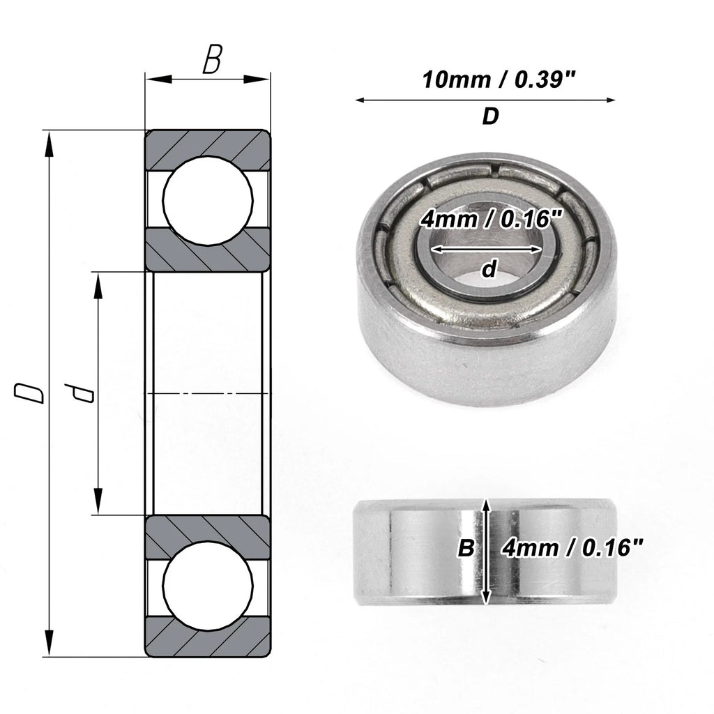 Deep Groove Ball Bearing 4x10x4mm for Scooter Skateboard (1040ZZ)