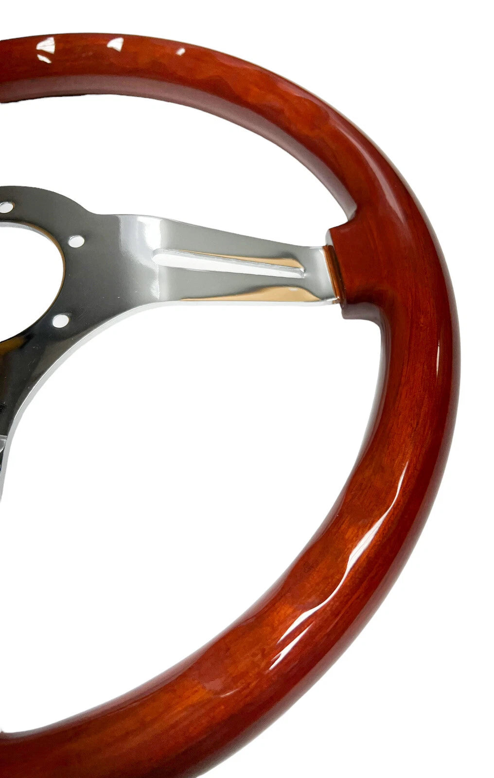 Chrome 6-Hole Steering Wheel 3-Spoke for Universal Fit (14 Inch)