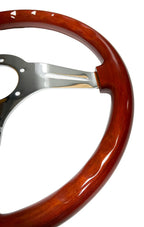 Chrome 6-Hole Steering Wheel 3-Spoke for Universal Fit (14 Inch)