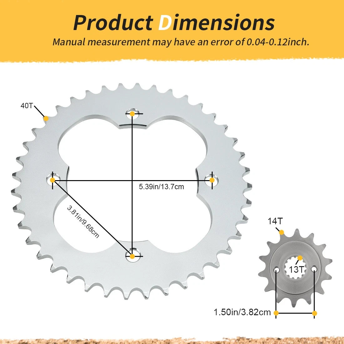 Gold X-Ring Drive Chain & Sprocket for Suzuki QuadSport Z400 (2009–2014)