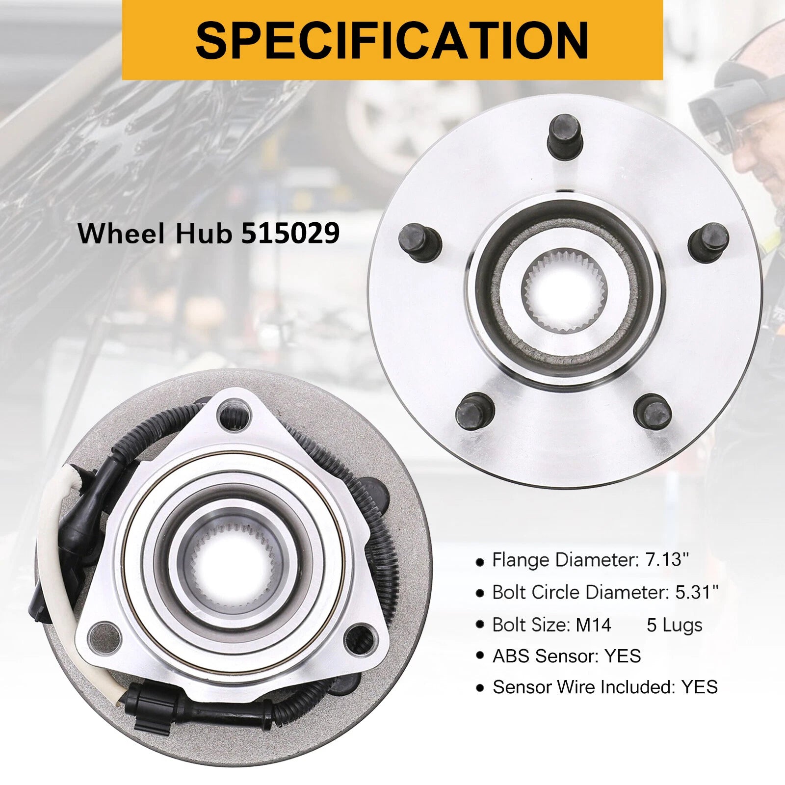 2 Front Wheel Bearing and Hub for Ford F-150 (2000–2003) w/ABS 4x4